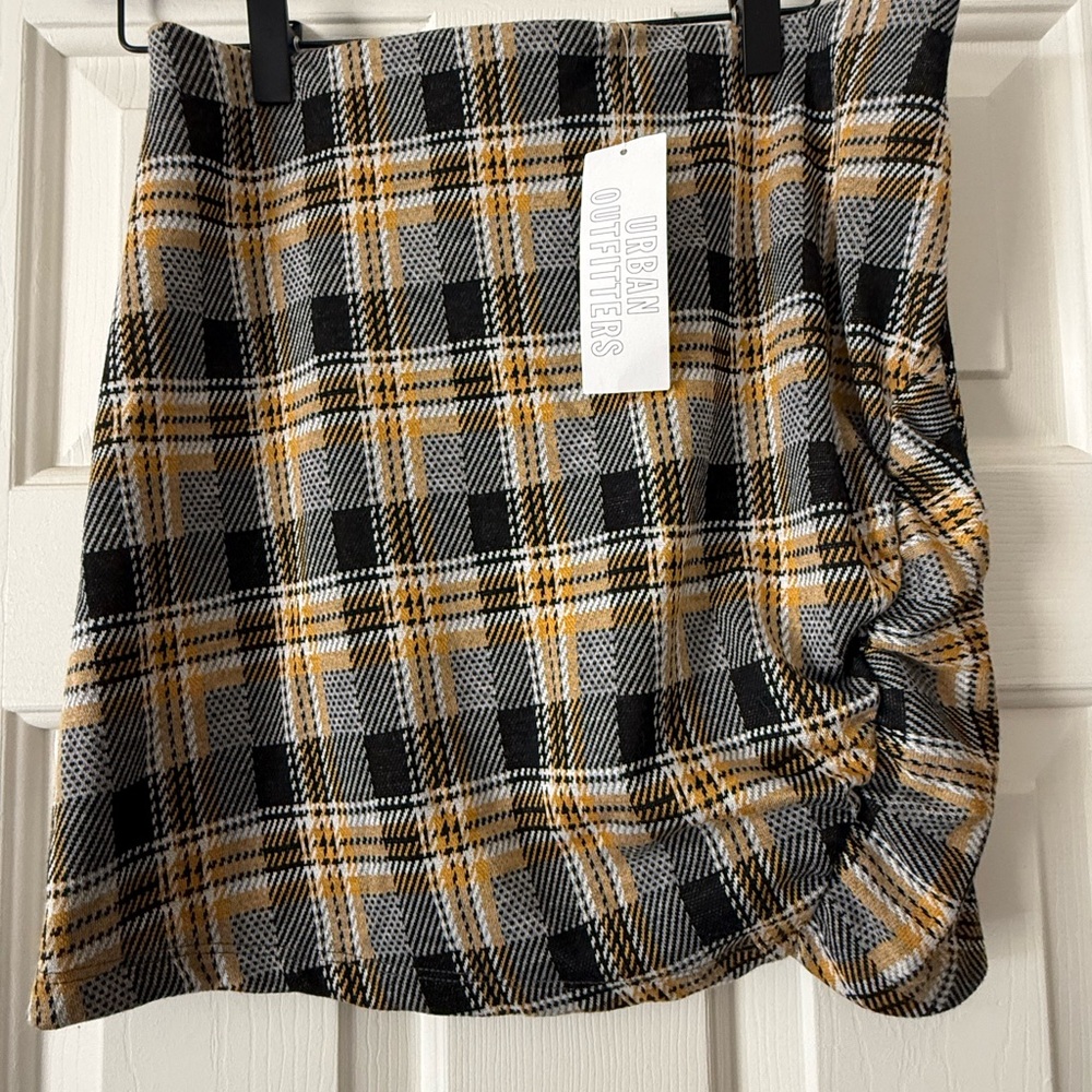 Urban Outfitters Black and Gold Ruched  Skirt NWT